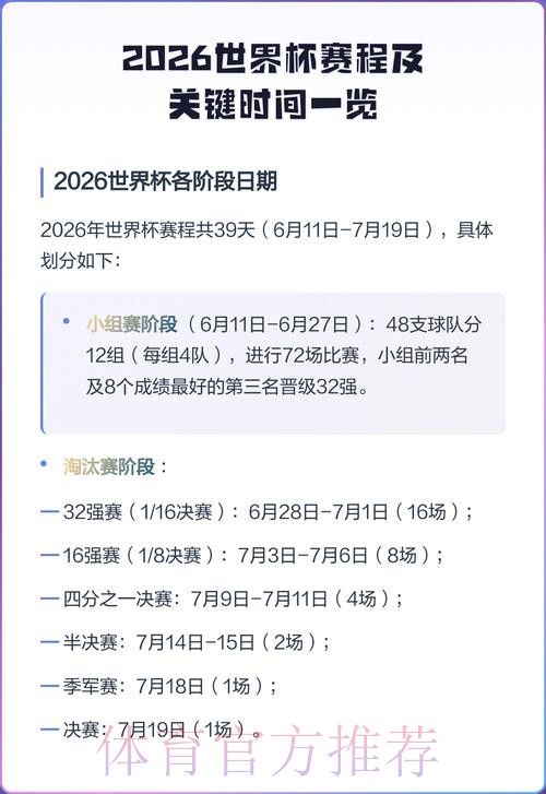 2026世界杯每日赛程最新最新时间表怎么查