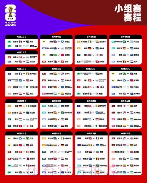 2026世界杯每日赛程今日比赛时间表免费观看